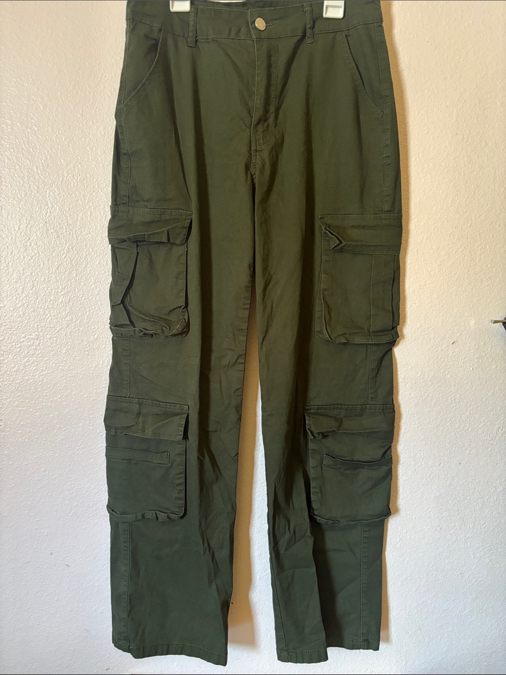 NVFelix Women's Olive Green Multi-Pocket Cargo Pants Size M High Rise